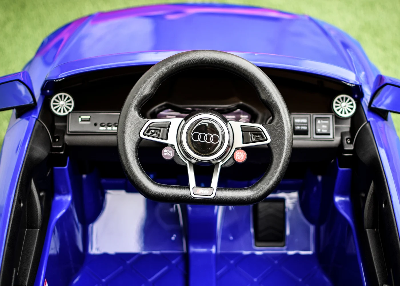 Masinuta electrica cu licenta Audi TTRS Roadster 70W 12V, cu roti moi, scaun tapitat, albastru [3]