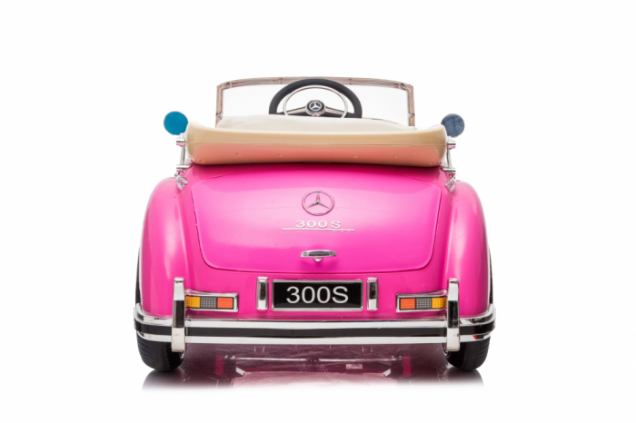 Vintage licensed electric Ride-On car for girls, Mercedes 300S, 70W, 12V, premium, pink [7]