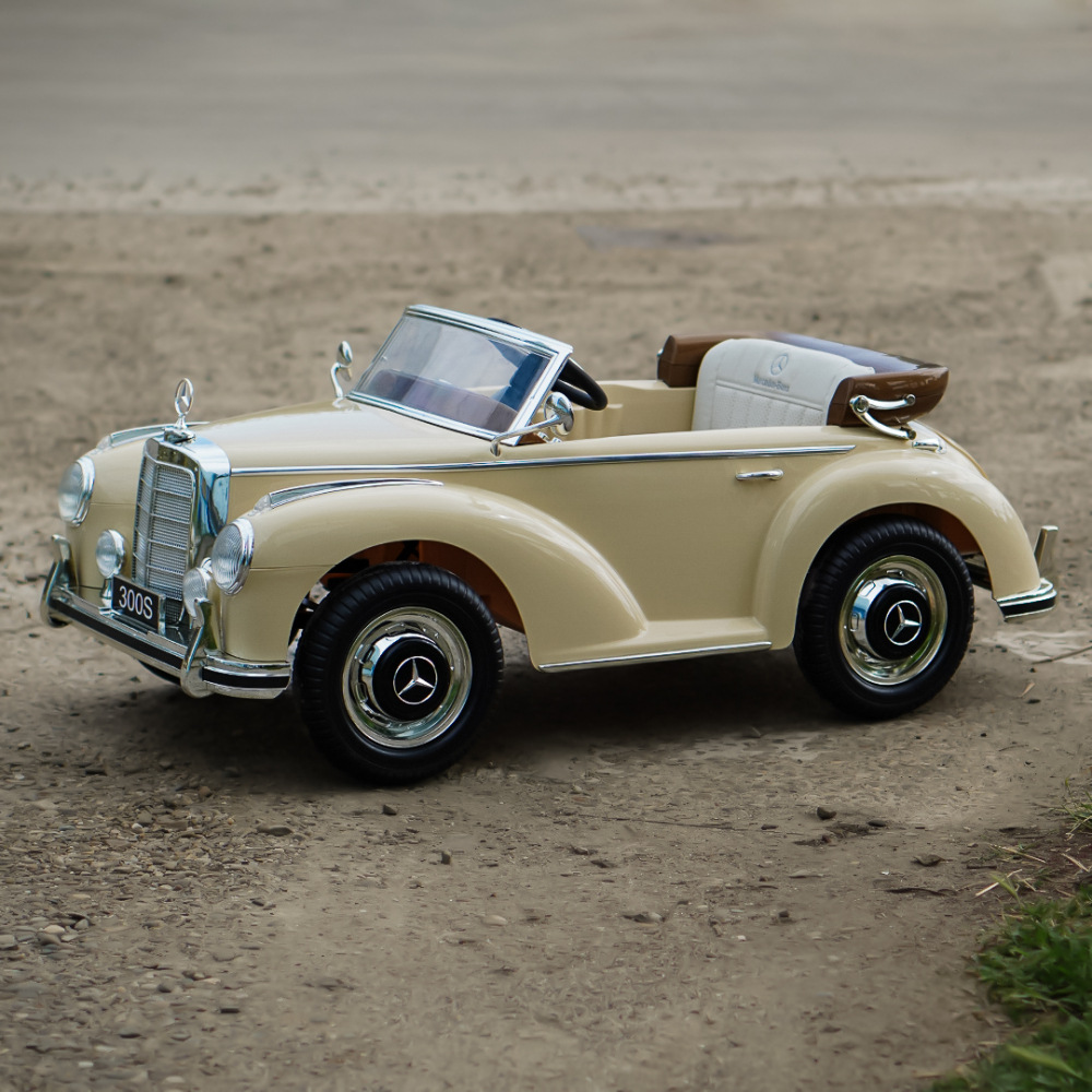 Vintage Mercedes 300S electric Ride On, 90W power, 12V, premium, beige [11]
