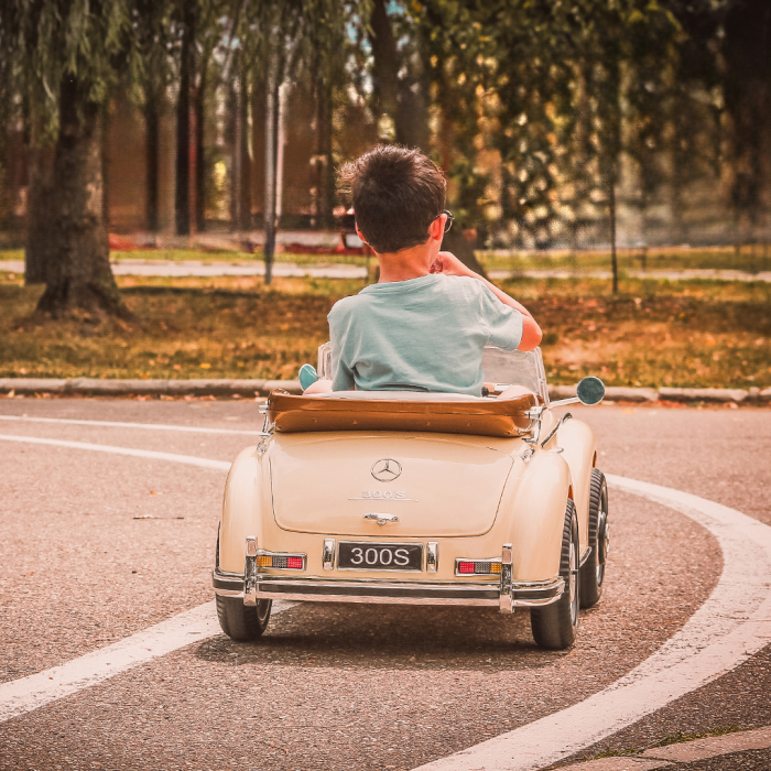 Vintage Mercedes 300S electric Ride On, 90W power, 12V, premium, beige [14]