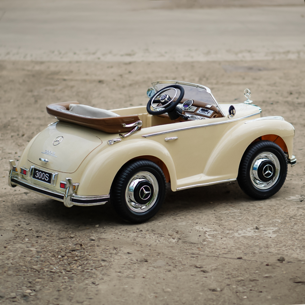Vintage Mercedes 300S electric Ride On, 90W power, 12V, premium, beige [7]