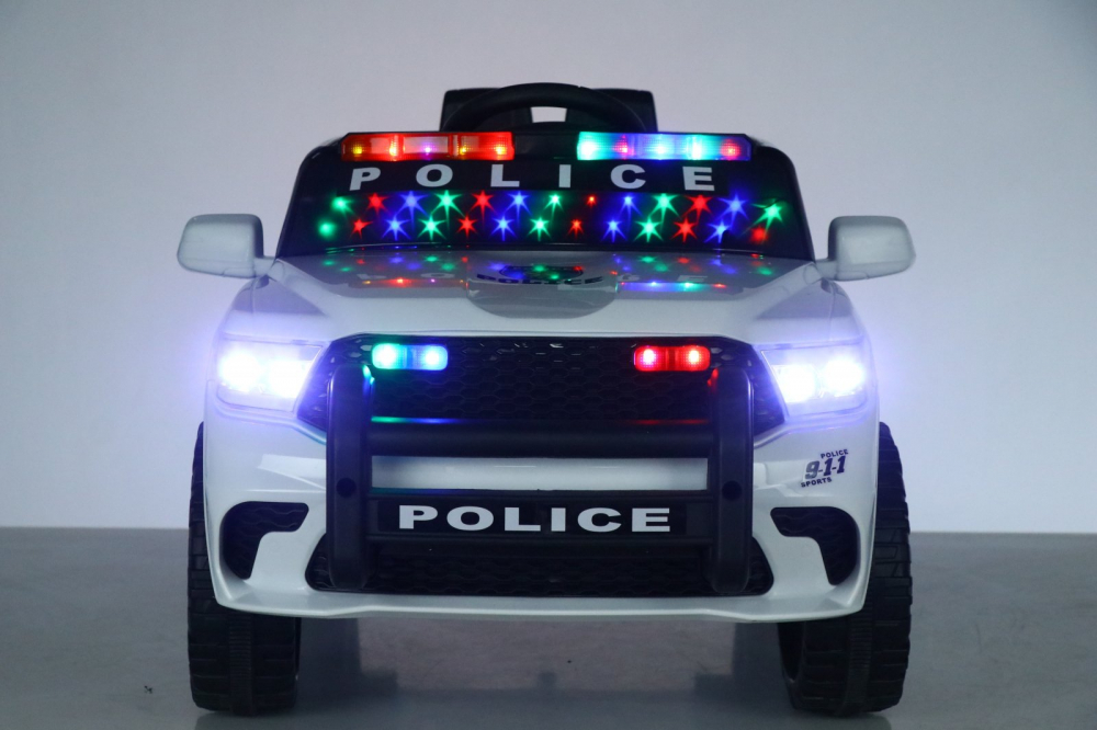 Masinuta electrica de politie, 120W 12V premium, alba [19]