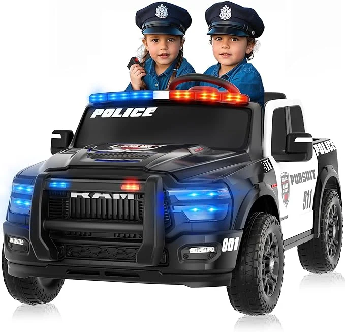 Masinuta electrica de politie, DODGE RAM 2500 REBEL, 400W, 24V, premium, neagra [2]