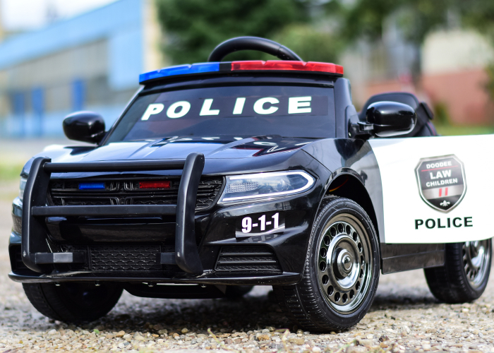Masinuta electrica de politie JC666, 70W, 12V, scaun tapitat, neagra [13]