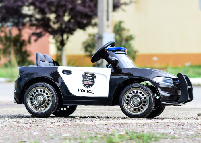 Masinuta electrica de politie JC666, 70W, 12V, scaun tapitat, neagra [6]