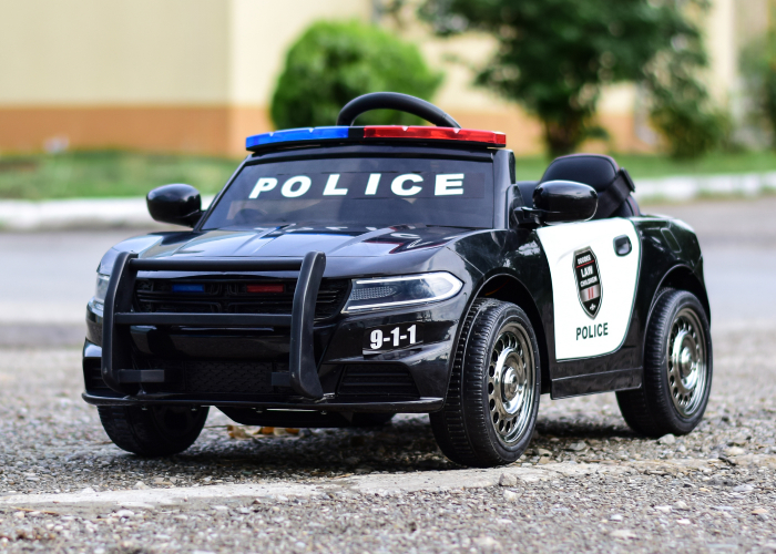 Masinuta electrica de politie JC666, 70W, 12V, scaun tapitat, neagra [3]