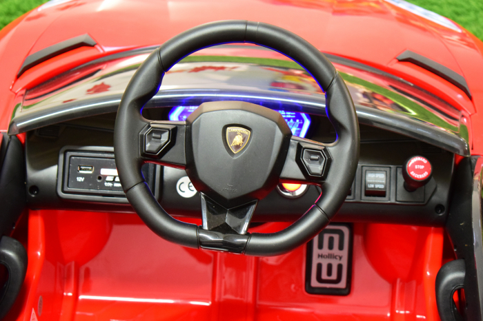 Licensed ride on car Lamborghini Aventador SVJ with hoverboard, 70W, 12V 14Ah premium, red [7]