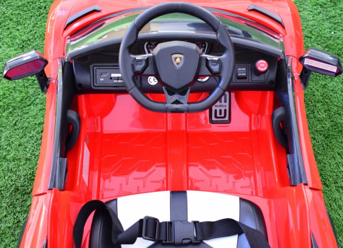 Licensed ride on car Lamborghini Aventador SVJ with hoverboard, 70W, 12V 14Ah premium, red [3]