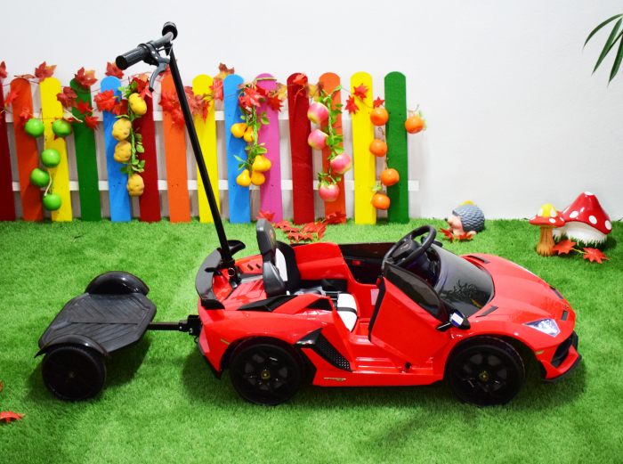 Licensed ride on car Lamborghini Aventador SVJ with hoverboard, 70W, 12V 14Ah premium, red [9]