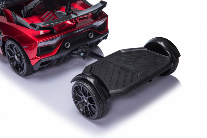 Licensed ride on car Lamborghini Aventador SVJ with hoverboard, 70W, 12V 14Ah premium, red [20]