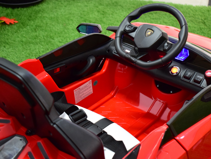 Licensed ride on car Lamborghini Aventador SVJ with hoverboard, 70W, 12V 14Ah premium, red [8]