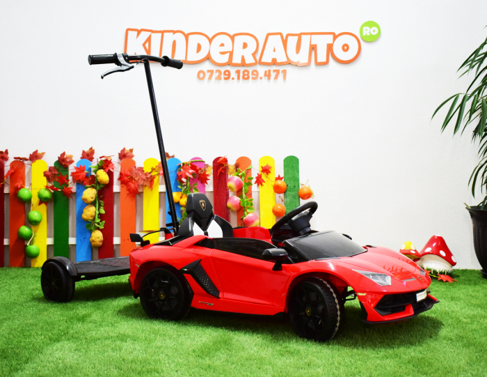 Licensed ride on car Lamborghini Aventador SVJ with hoverboard, 70W, 12V 14Ah premium, red [2]