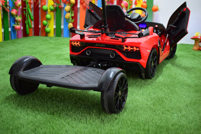 Licensed ride on car Lamborghini Aventador SVJ with hoverboard, 70W, 12V 14Ah premium, red [6]