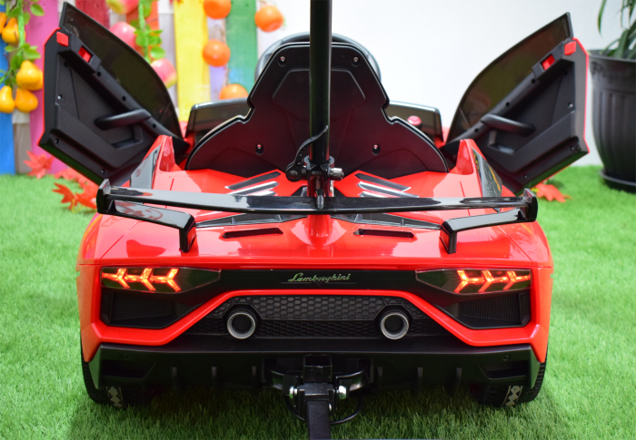Licensed ride on car Lamborghini Aventador SVJ with hoverboard, 70W, 12V 14Ah premium, red [10]