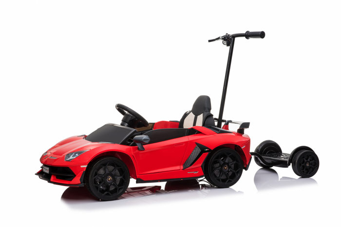 Licensed ride on car Lamborghini Aventador SVJ with hoverboard, 70W, 12V 14Ah premium, red [14]