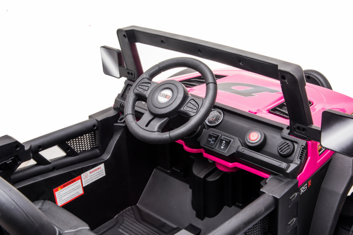 Electric ride-on car for kids BJ016, 90W 12V, leather seat, pink [7]