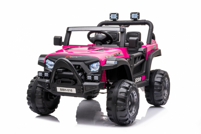 Electric ride-on car for kids BJ016, 90W 12V, leather seat, pink [4]