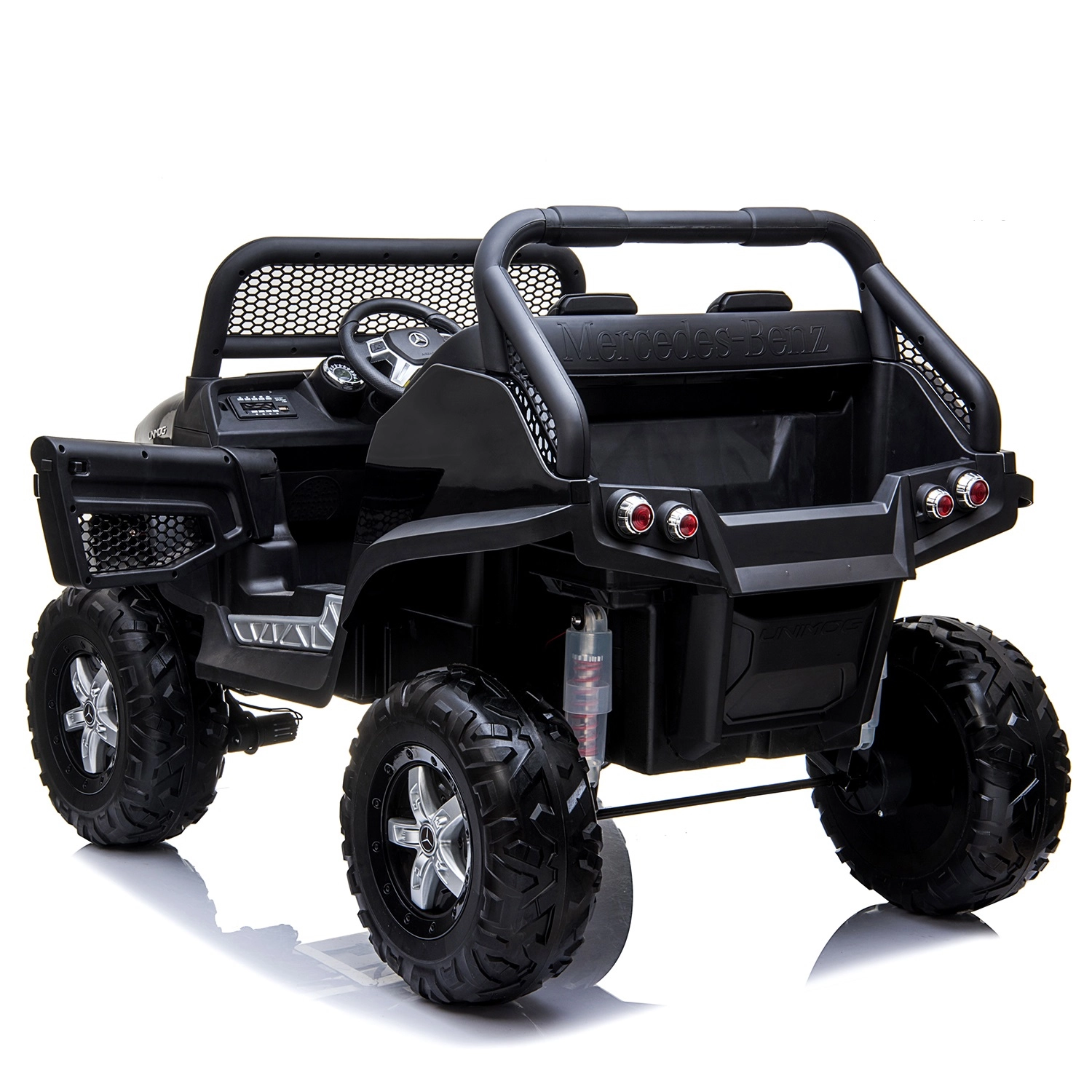 Licensed ride-on car for children, Mercedes UNIMOG, 2 seats, 4x4 140W, black [4]