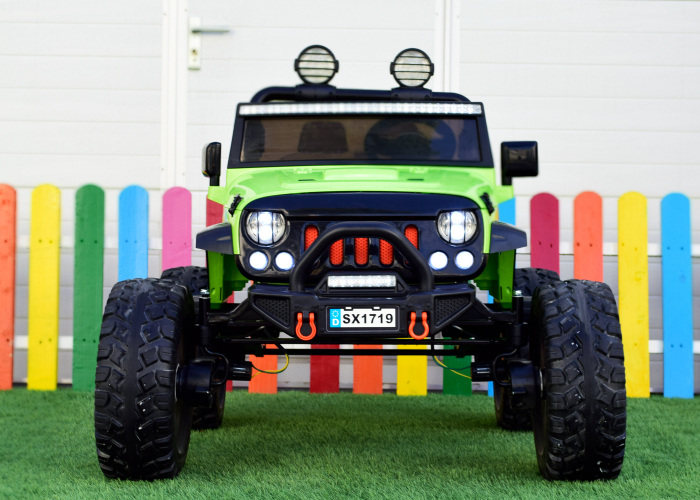 Masinuta electrica Monster Truck SX1719, bacheta dubla, 2 locuri, 4x4, 180W, 12V, verde [1]