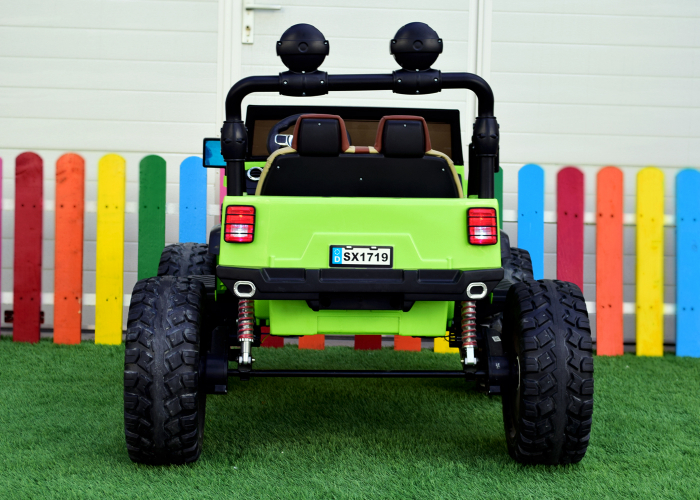 Masinuta electrica Monster Truck SX1719, bacheta dubla, 2 locuri, 4x4, 180W, 12V, verde [7]