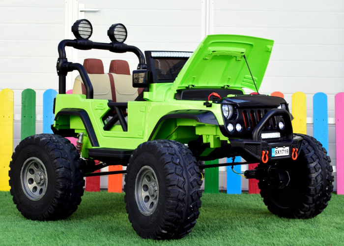 Masinuta electrica Monster Truck SX1719, bacheta dubla, 2 locuri, 4x4, 180W, 12V, verde [5]