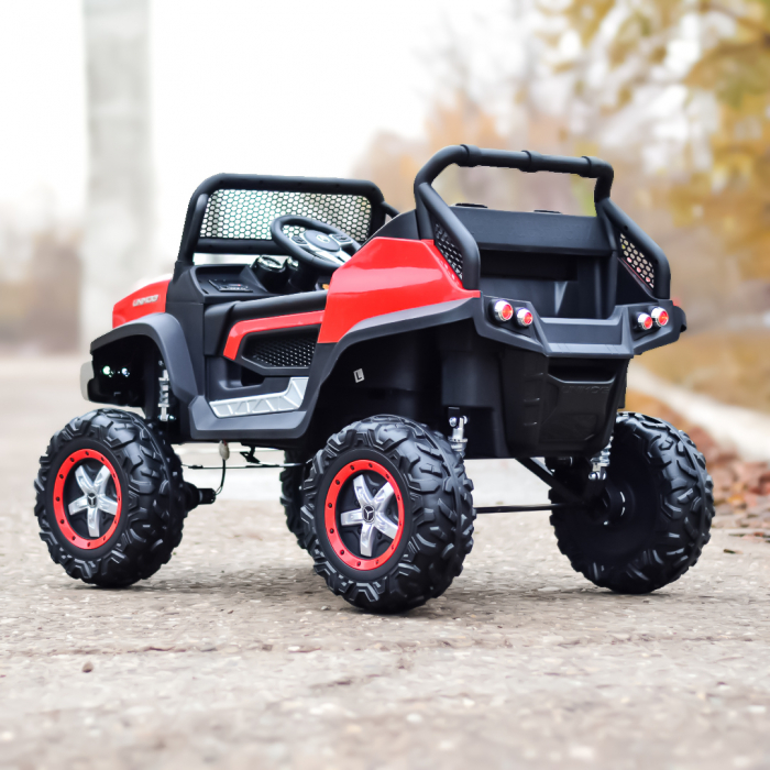Licensed Electric ride-on car, Mercedes UNIMOG, for 2 kids, 4x4 140W, PREMIUM, red [9]