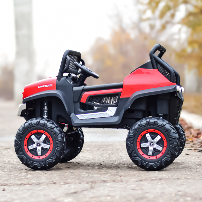 Licensed Electric ride-on car, Mercedes UNIMOG, for 2 kids, 4x4 140W, PREMIUM, red [10]
