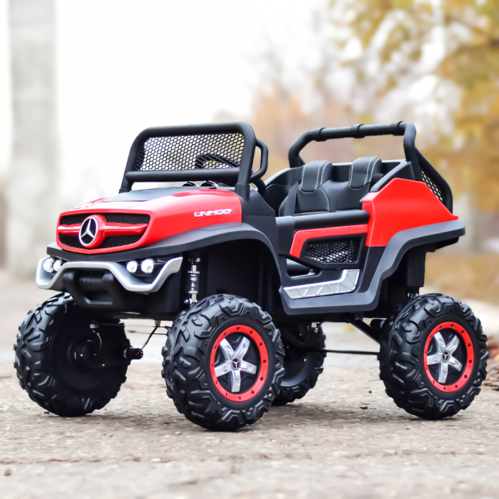 Licensed Electric ride-on car, Mercedes UNIMOG, for 2 kids, 4x4 140W, PREMIUM, red [11]