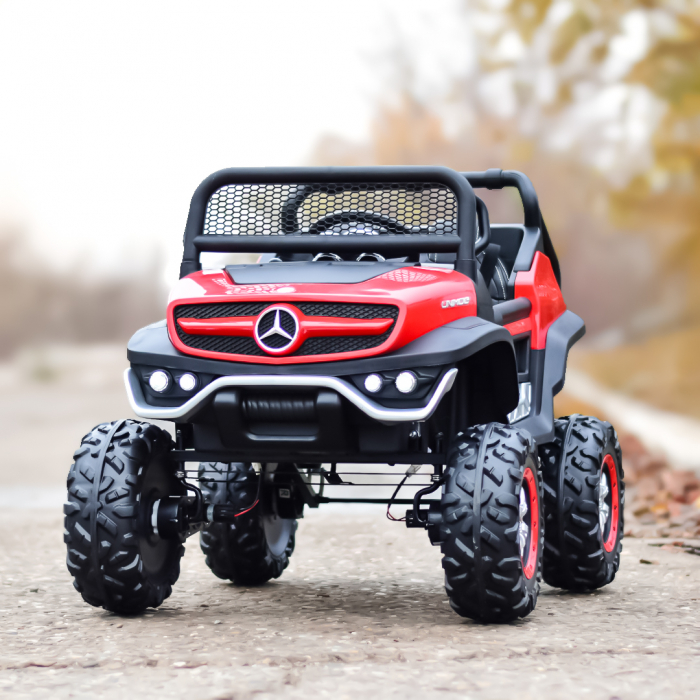 Licensed Electric ride-on car, Mercedes UNIMOG, for 2 kids, 4x4 140W, PREMIUM, red [12]