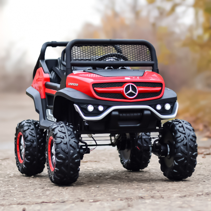 Licensed Electric ride-on car, Mercedes UNIMOG, for 2 kids, 4x4 140W, PREMIUM, red [3]
