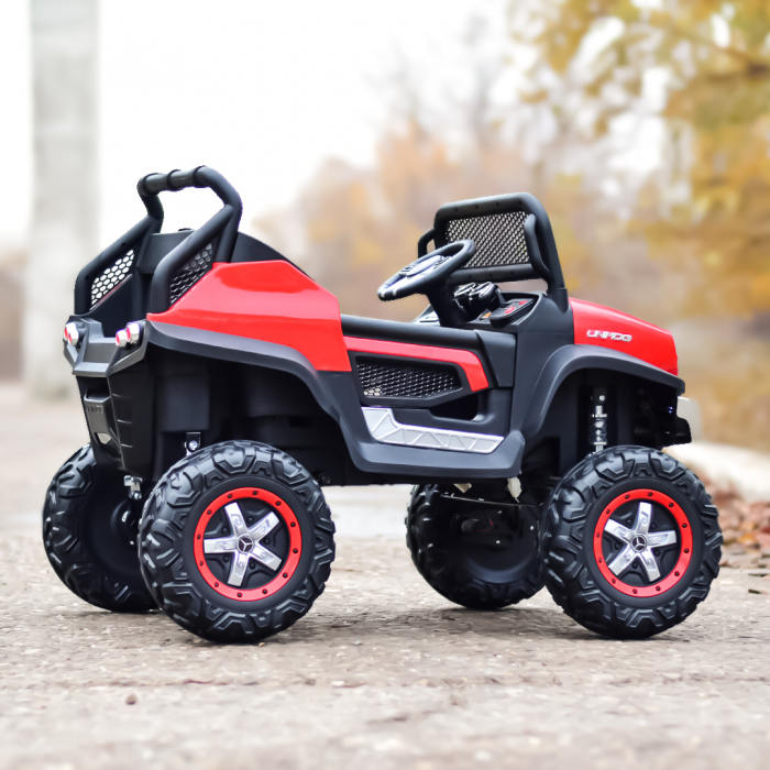Licensed Electric ride-on car, Mercedes UNIMOG, for 2 kids, 4x4 140W, PREMIUM, red [6]