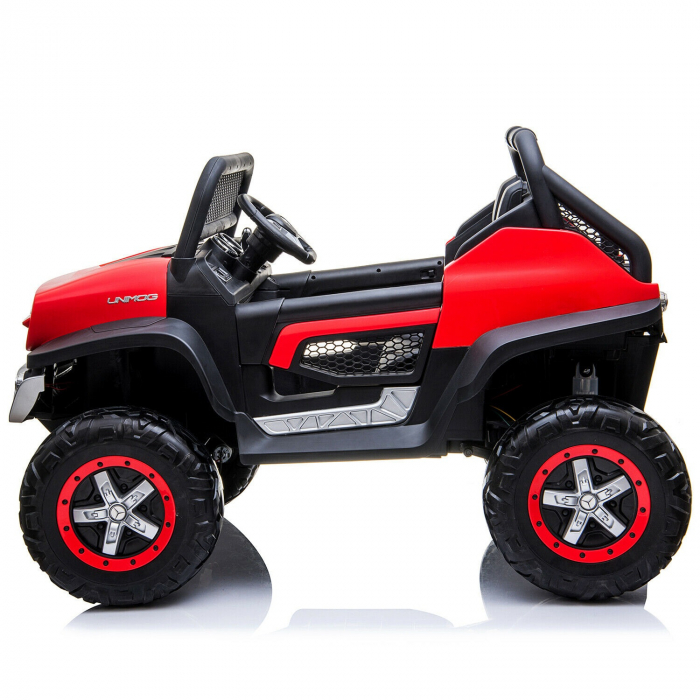 Licensed Electric ride-on car, Mercedes UNIMOG, for 2 kids, 4x4 140W, PREMIUM, red [21]