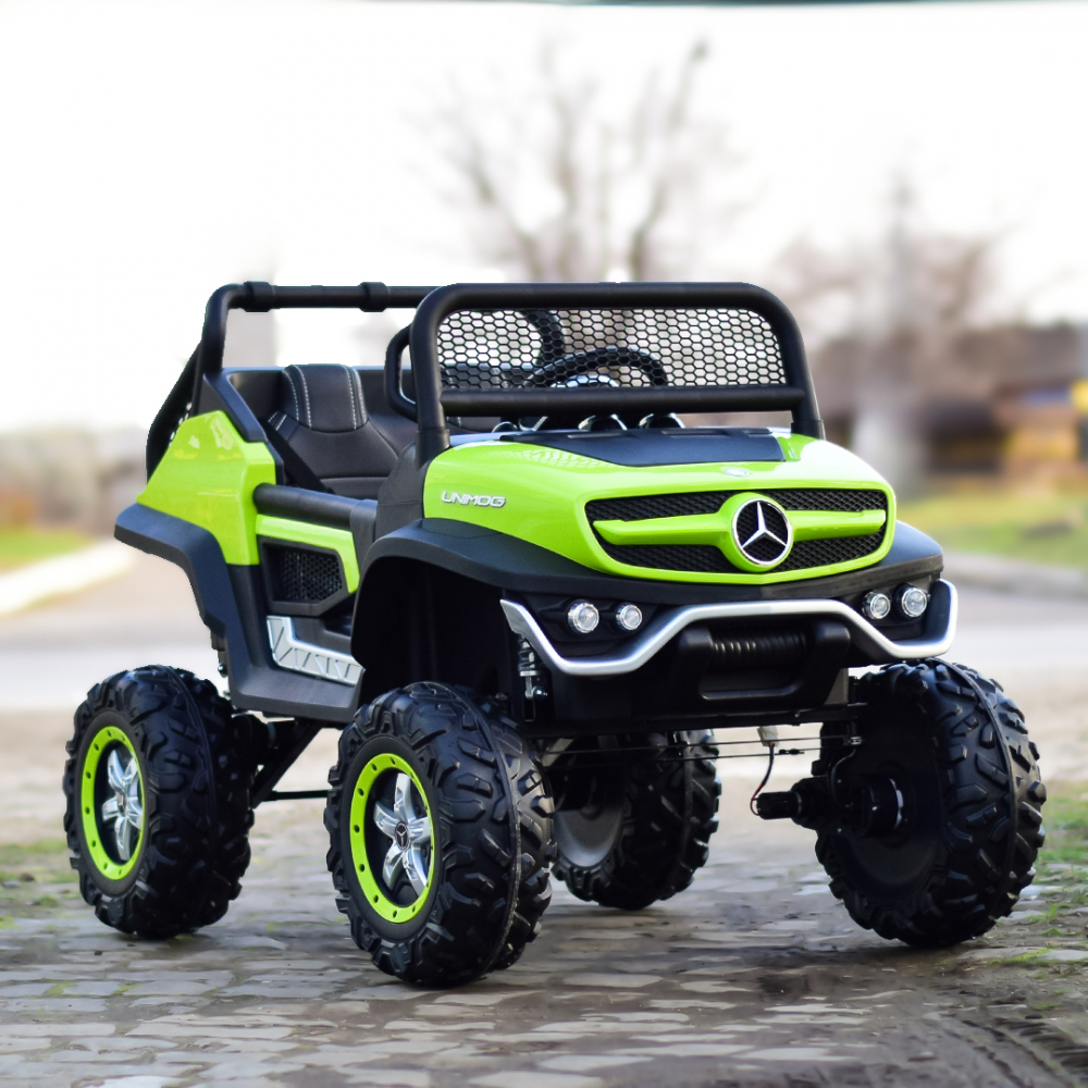 Masinuta electrica pentru 2 copii, licenta Mercedes UNIMOG, 4x4 140W, PREMIUM, verde [2]