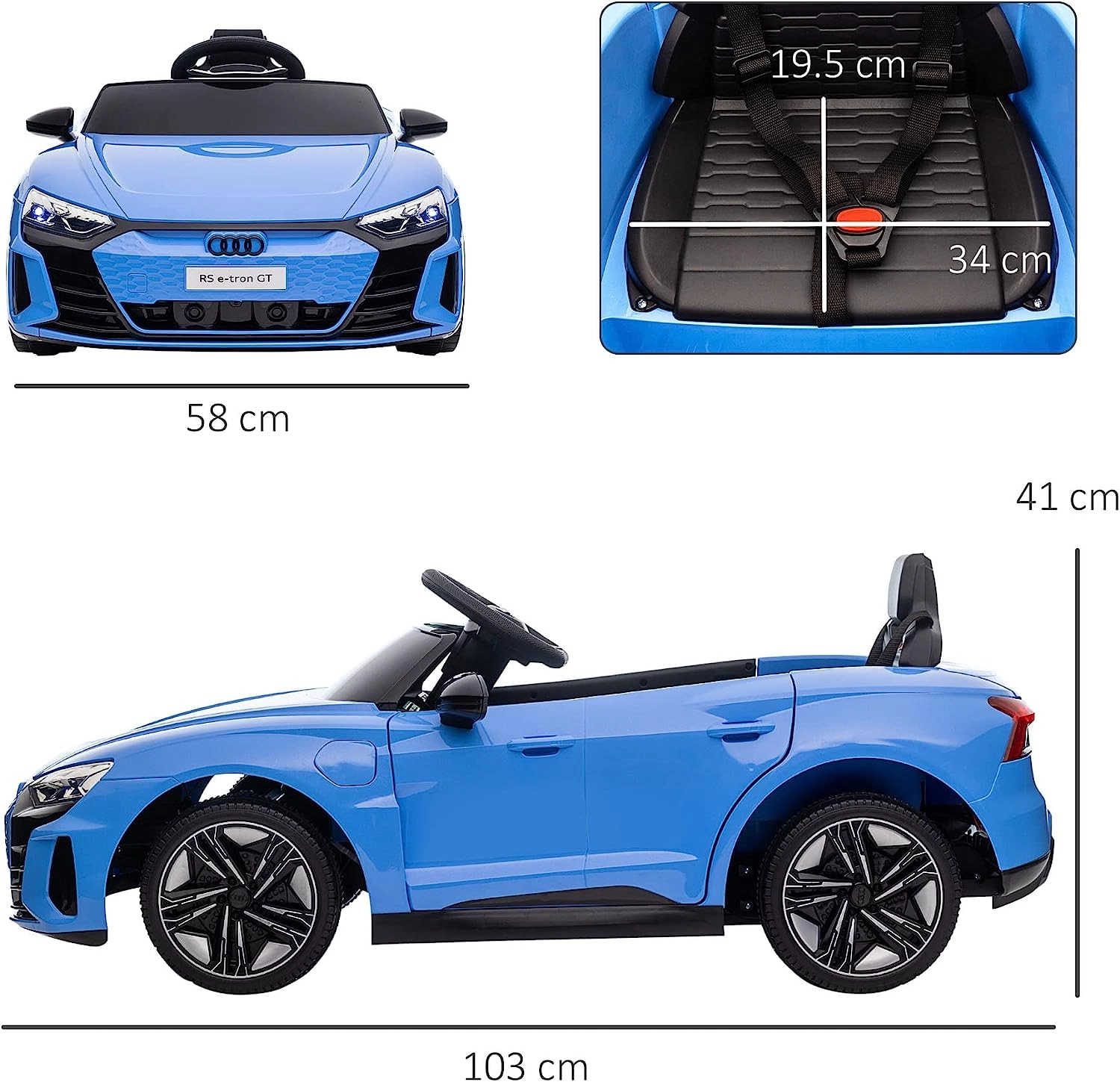 Licensed ride-on car for children Audi E-tron GT 60W 12V, blue [3]