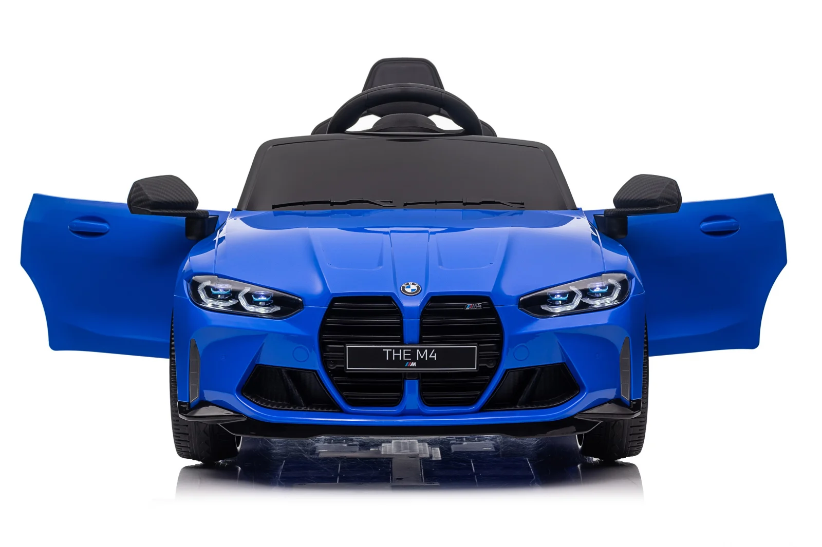 Masinuta electrica pentru copii, Bmw M4, 90W putere, baterie 12V 7Ah, roti EVA, scaun tapitat, albastru [4]