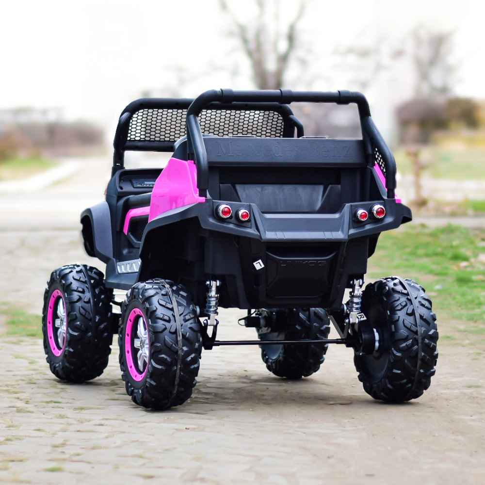 Licensed ride-on car with 2 seats, Mercedes UNIMOG 4x4, 140W, premium, pink [7]