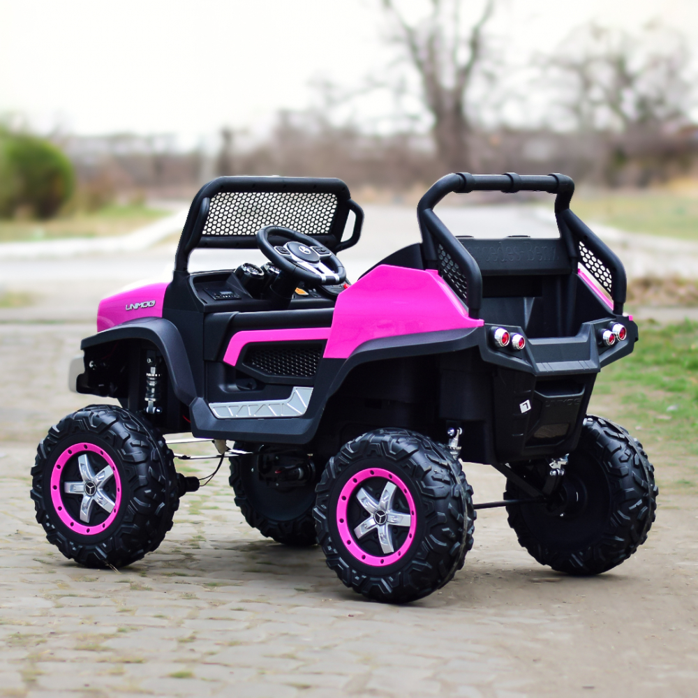 Licensed ride-on car with 2 seats, Mercedes UNIMOG 4x4, 140W, premium, pink [6]