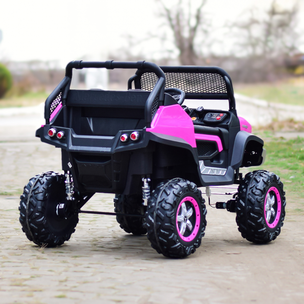 Licensed ride-on car with 2 seats, Mercedes UNIMOG 4x4, 140W, premium, pink [8]