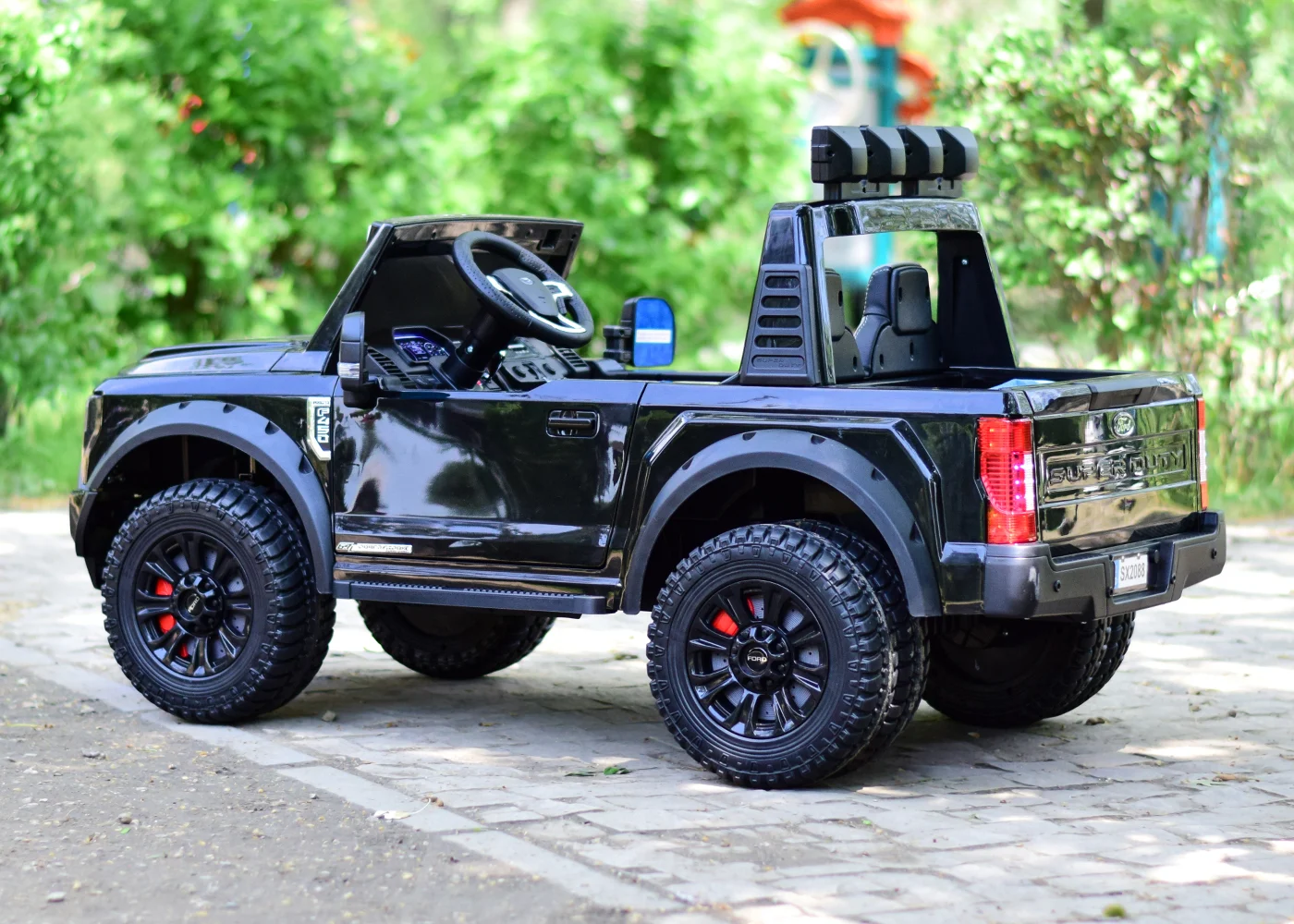 Masinuta electrica pentru copii, Ford Super Duty F450, 2 locuri, 300W, 24V 14A, echipare premium, neagra [12]