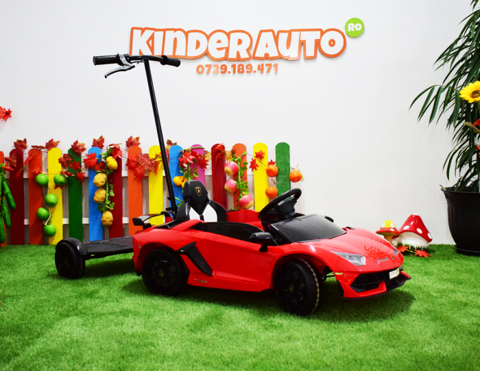 Licensed Lamborghini Aventador SVJ electric Ride-On for kids with hoverboard for parents, 70W, 12V, red color [5]