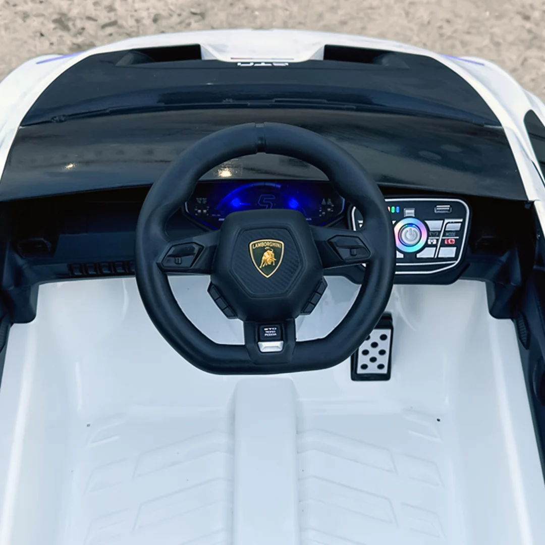 Lamborghini Huracán STO 12V 80W Premium Kids Electric Ride-On Car, White [9]