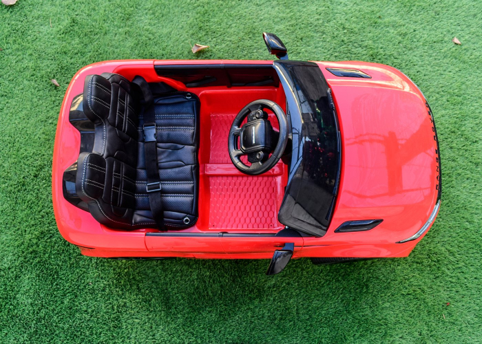 Licensed electric ride-on car Range Rover for kids, 4x4 140W, 12V, leather seat, red [9]