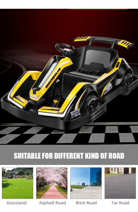 Electric ride-on car for children 3-11 years, Racing Kart, 90W, 12V-7Ah, remote control included, yellow [14]