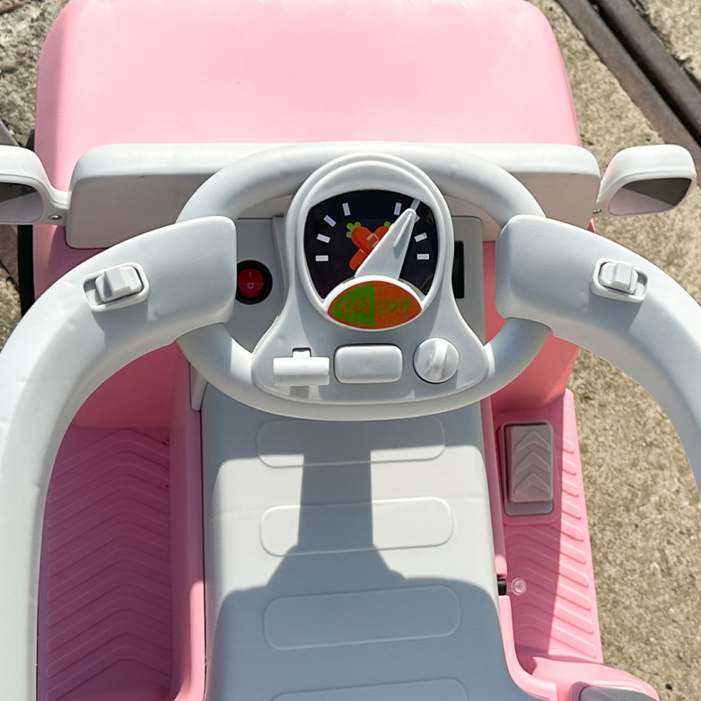 Masinuta pentru copii 4 in 1,  FunnyBunny 60W 6V, cu telecomanda si remorca, roz [14]