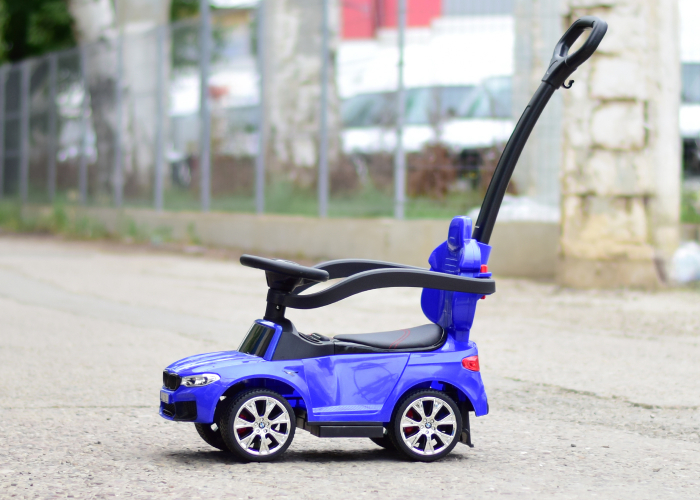 Masinuta pentru copii cu maner, 2 in 1, pentru copii, BMW, premium, albastra [4]