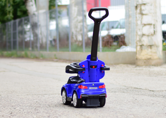 Masinuta pentru copii cu maner, 2 in 1, pentru copii, BMW, premium, albastra [5]