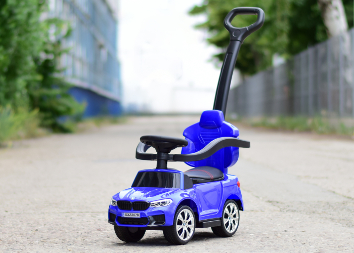 Masinuta pentru copii cu maner, 2 in 1, pentru copii, BMW, premium, albastra [3]