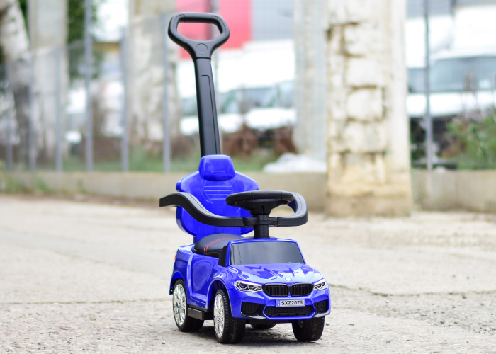 Masinuta pentru copii cu maner, 2 in 1, pentru copii, BMW, premium, albastra [2]