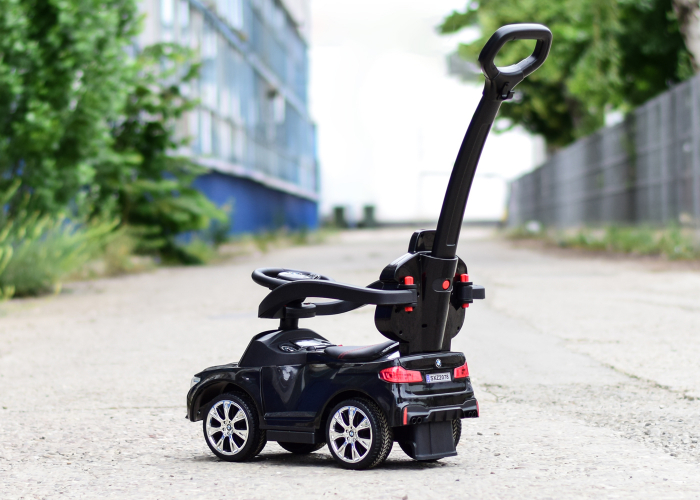 Masinuta pentru copii cu maner, 2 in 1, pentru copii, BMW, premium, neagra [6]