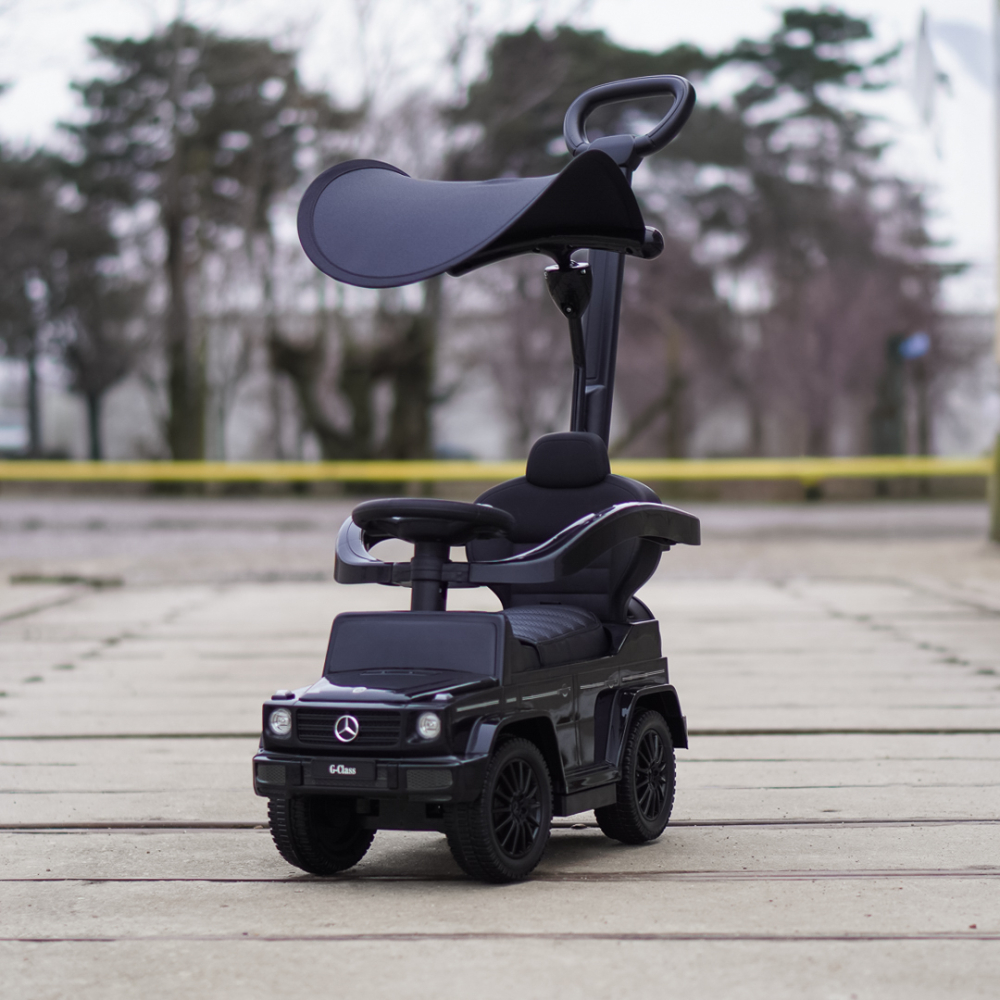 Masinuta premergator pentru copii, 2 in 1, Mercedes G350d, parasolar inclus, negru [2]